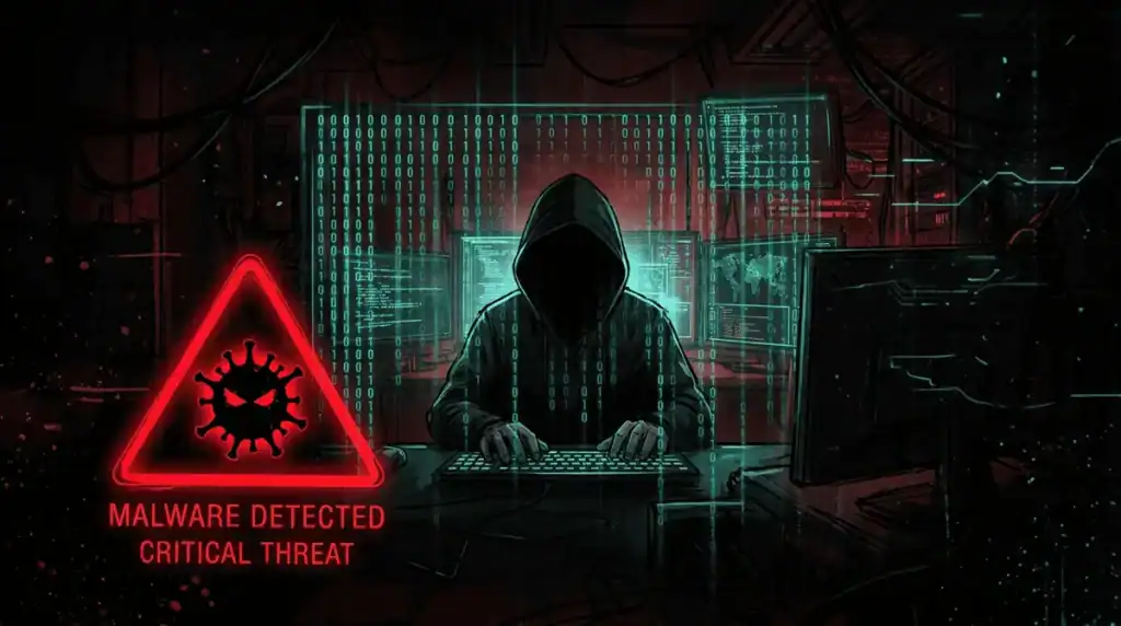 Représentation visuelle d'une menace informatique liée au malware S1deload stealer