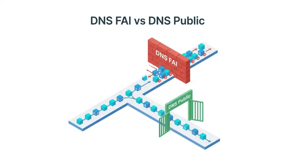 Schéma comparatif entre le blocage DNS des fournisseurs d'accès et la liberté des DNS publics.
