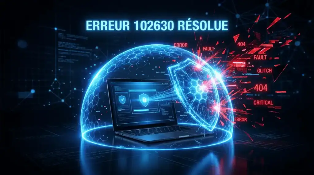 Illustration conceptuelle de la résolution de l'erreur 102630 sur un lecteur vidéo web.