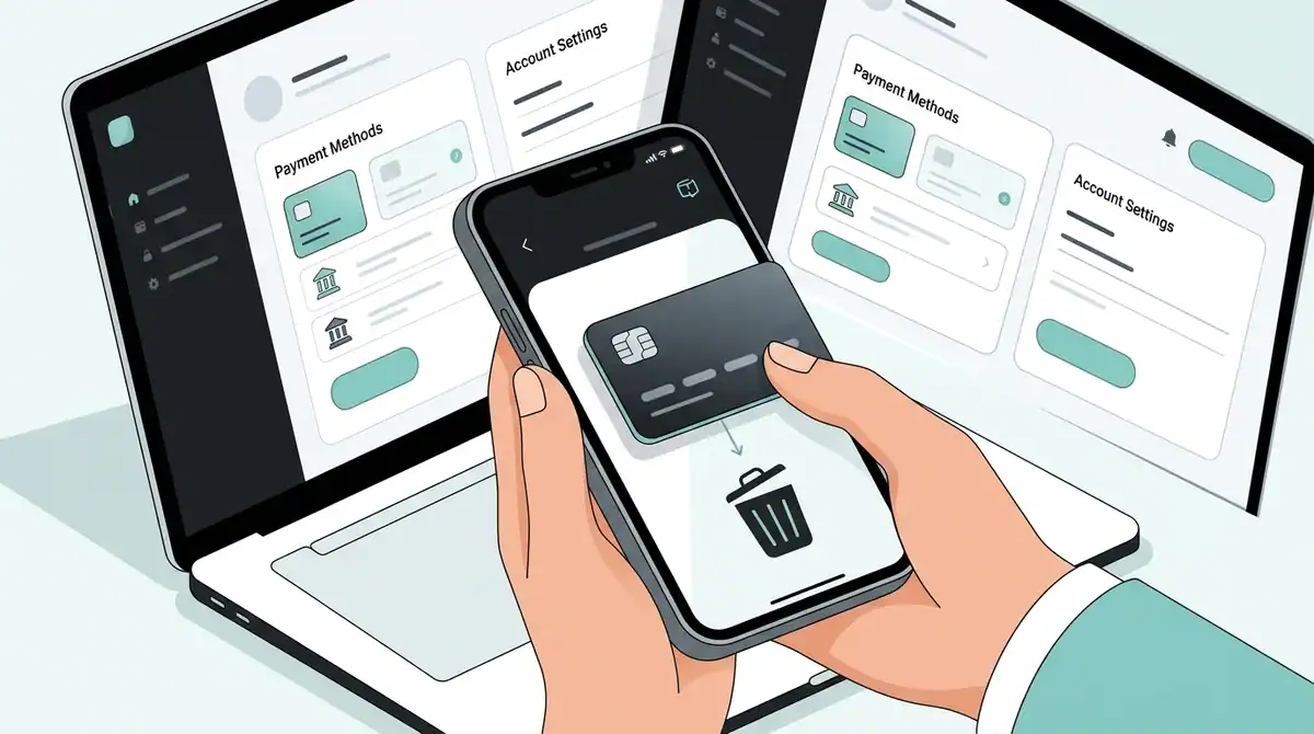 Illustration montrant comment supprimer une carte bancaire sur l'application Uber Eats et Uber en toute sécurité.