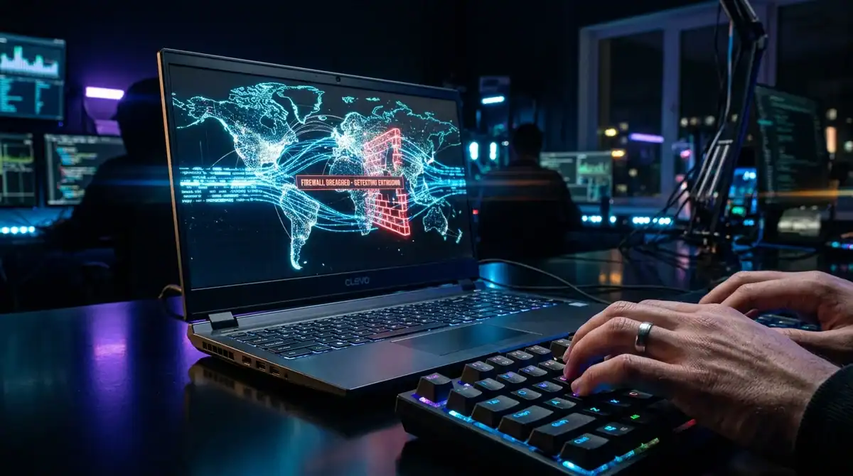 Hologramme sur laptop pour accéder au site CrunchyScan, leader du manga scan VF en 2026.